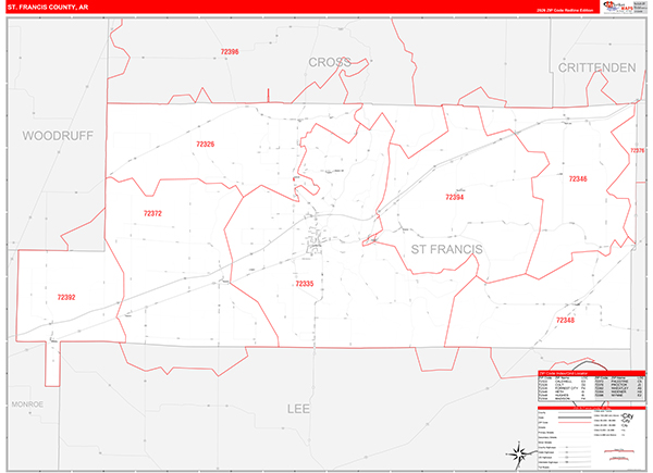 St. Francis County, AR Zip Code Map